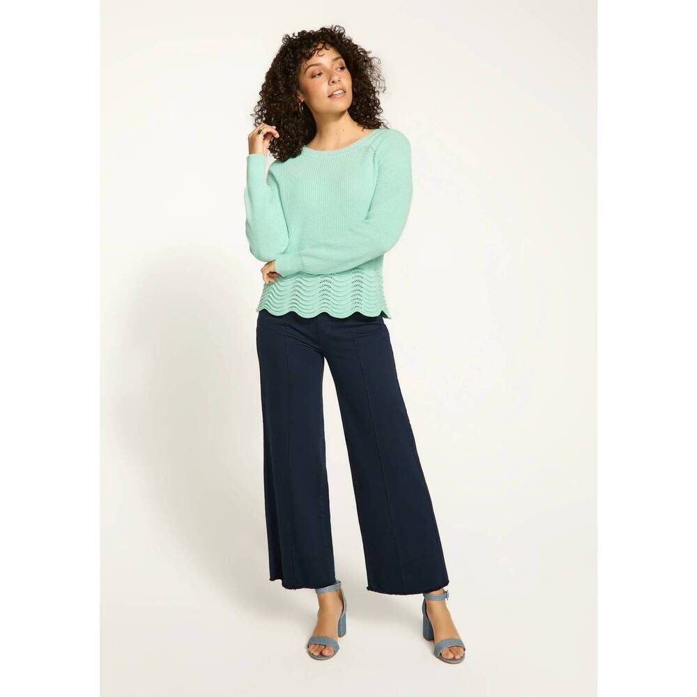 NEW FDJ seallie scalloped hem sweater in light patina